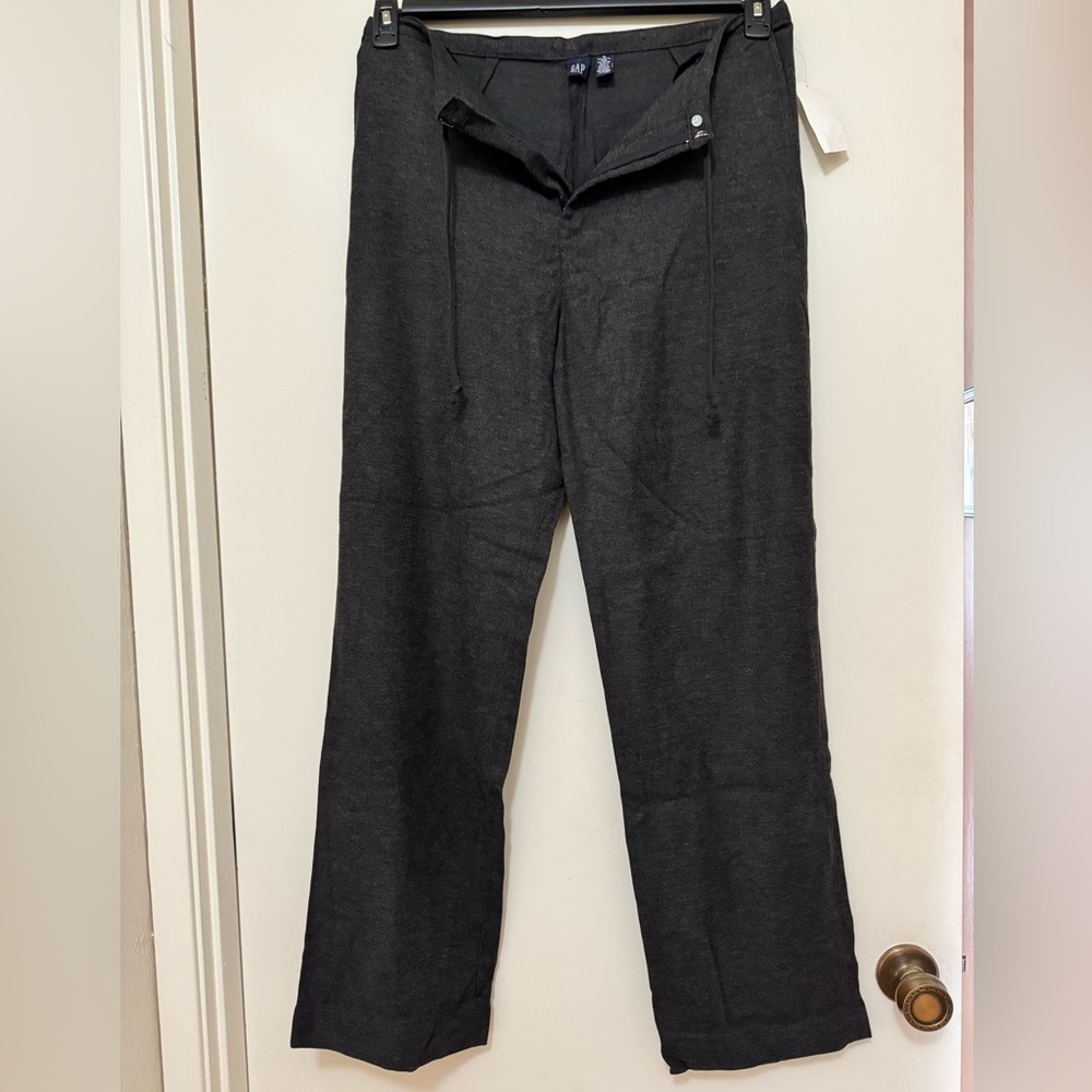 GAP NWT Charcoal hybrid tailored drawstring comfortable trousers clean front
